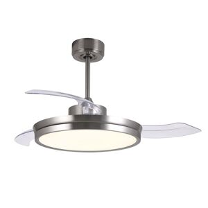 Wonderlamp Ventilador de techo LED níquel con aspas plegables y mando