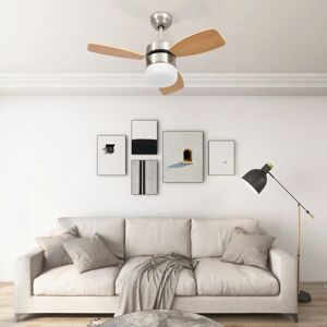 vidaXL Ventilador de techo con luz con mando marrón claro 76 cm