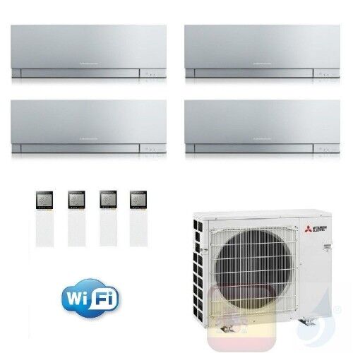 Mitsubishi Aire Acondicionado Cuatro Split 9+9+9+9 Btu Kirigamine Zen Plateado Msz-Ef-Vgws 2020 Wifi + Mxz-4f72vf A+++ A+ R-32