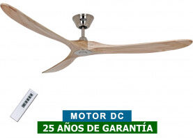 CasaFan Ventilador De Techo Casafan 318016 Eco Genuino 180 Madera Maciza Natural/cromo Satinado