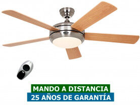 CasaFan Ventilador De Techo Con Luz Casafan 9513260 Titanium 132cm Haya O Pino/ Cromo Satinado