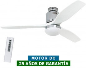 CasaFan Ventilador De Techo Con Luz Casafan 93132312 Aerodynamix Eco 132 Gris Claro/ Cromo Brillante