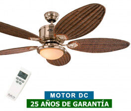 CasaFan Ventilador De Techo Con Luz Casafan 513282 Eco Elements 132 Con Aspas Mimbre Estilo Colonial