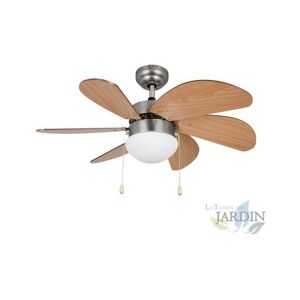 Ventilateur de plafond Orbegozo avec lumière, 3 vitesses, 6 pales en bois, 50W, CP15075N