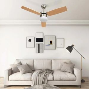 Ventilateur de plafond avec lumiere et telecommande 108 cm Marron clair VidaXL []