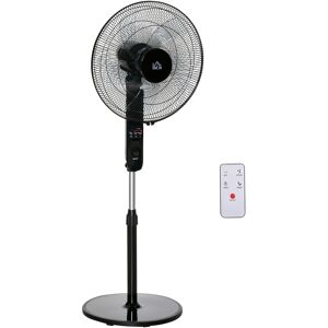 HOMCOM Ventilateur sur Pied 3 Modes avec Minuterie et Télécommande Design Oscillant Hauteur Réglable Métal Noir Ø 44 5 x 110-124 cm