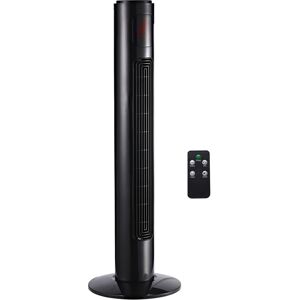 HOMCOM Ventilateur Colonne Tour Oscillant Silencieux Ecran LCD 45 W Télécommande Minuterie 3 Modes 3 Vitesses 32 x 32 x 96 cm Noir