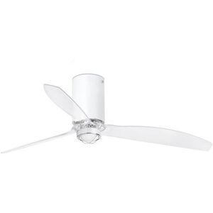 Non communiqué Faro MINI TUBE - Ventilateur de plafond transparent à DEL blanc mat avec moteur intelligent CC - Télécommande incluse, 3000K - Publicité