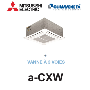 Mitsubishi Ventilo-convecteur Cassette 4 voies a-CXW 2T 0802 + VANNE À 3 VOIES