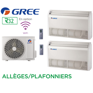 GREE Bi-split ALLÈGES/PLAFONNIERS FM 18 + 2 FM ST 9 R32