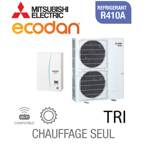 Mitsubishi Ecodan CHAUFFAGE SEUL SPLIT HYDROBOX R410A EHSE-YM9ED + PUHZ-SW200YKA triphasé