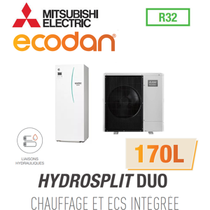 Mitsubishi Ecodan CHAUFFAGE SEUL HYDROSPLIT DUO 170L R32 EHPT17X-VM2D + PUZ-WM85VAA