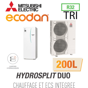 Mitsubishi Ecodan CHAUFFAGE SEUL HYDROSPLIT DUO 200L R32 EHPT20X-VM6D + PUZ-HWM140YHA - Publicité