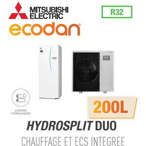 Mitsubishi Ecodan CHAUFFAGE SEUL HYDROSPLIT DUO 200L R32 EHPT20X-VM6D + PUZ-WM85VAA