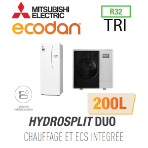 Mitsubishi Ecodan CHAUFFAGE SEUL HYDROSPLIT DUO 200L R32 EHPT20X-VM6D + PUZ-WM85YA