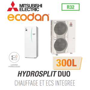 Mitsubishi Ecodan CHAUFFAGE SEUL HYDROSPLIT DUO 300L R32 EHPT30X-YM9ED + PUZ-HWM140VHA - Publicité
