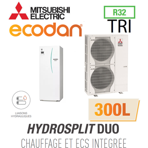 Mitsubishi Ecodan CHAUFFAGE SEUL HYDROSPLIT DUO 300L R32 EHPT30X-YM9ED + PUZ-HWM140YHA - Publicité