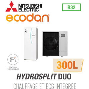 Mitsubishi Ecodan CHAUFFAGE SEUL HYDROSPLIT DUO 300L R32 EHPT30X-YM9ED + PUZ-WM85VAA