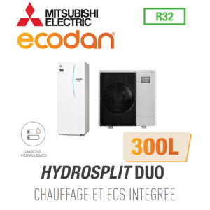 Mitsubishi Ecodan CHAUFFAGE SEUL HYDROSPLIT DUO 300L R32 EHPT30X-YM9ED + PUZ-WM112VAA