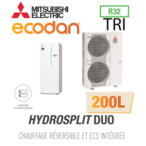 Mitsubishi Ecodan Réversible HYDROSPLIT DUO 200L R32 ERPT20X-VM2D + PUZ-HWM140YHA
