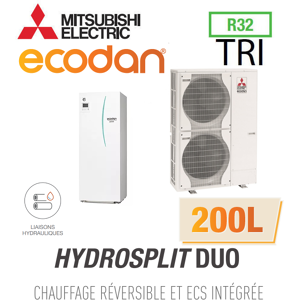 Mitsubishi Ecodan Réversible HYDROSPLIT DUO 200L R32 ERPT20X-VM2D + PUZ-HWM140YHA - Publicité