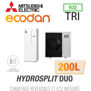 Mitsubishi Ecodan Réversible HYDROSPLIT DUO 200L R32 ERPT20X-VM2D + PUZ-WM85YAA