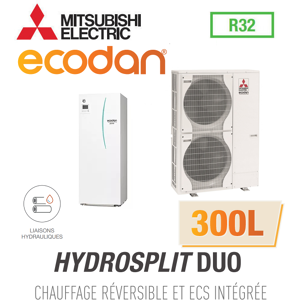 Mitsubishi Ecodan Réversible HYDROSPLIT DUO 300L R32 ERPT30X-VM2ED + PUZ-HWM140VHA - Publicité