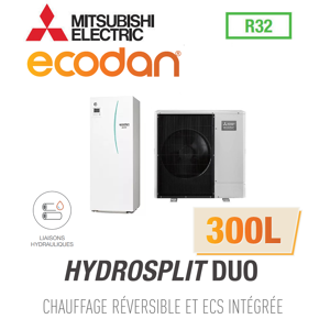 Mitsubishi Ecodan Réversible HYDROSPLIT DUO 300L R32 ERPT30X-VM2ED + PUZ-WM85VAA