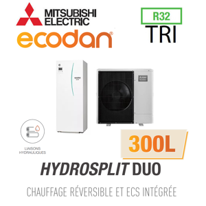 Mitsubishi Ecodan Réversible HYDROSPLIT DUO 300L R32 ERPT30X-VM2ED + PUZ-WM85YAA