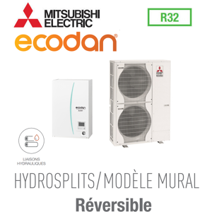 Mitsubishi Ecodan réversible HYDROSPLIT MURAL R32 ERPX-VM2D + PUZ-HWM140VHA