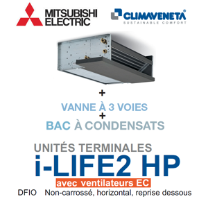 Mitsubishi Ventilo-convecteur avec ventilateurs EC Brushless Gainable Non-carrosse, horizontal, reprise dessous i-LIFE2 HP 2T DFIO 0202