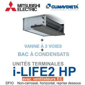 Mitsubishi Ventilo-convecteur avec ventilateurs EC Brushless Gainable Non-carrosse, horizontal, reprise dessous i-LIFE2 HP 2T DFIO 1202