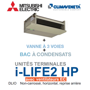 Mitsubishi Ventilo-convecteur avec ventilateurs EC Brushless Gainable Non-carrosse, horizontal, reprise arriere i-LIFE2 HP 2T DLIO 0802