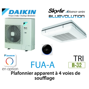 Daikin Plafonnier apparent à 4 voies de soufflage Advance FUA100A triphasé