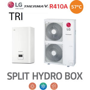 LG Pompe à Chaleur THERMA V Split 57°C HYDRO BOX - HU123MA.U33 + HN1636M.NK5 - Triphasé - R410A