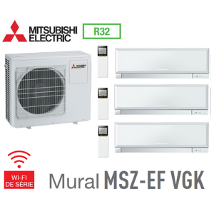 Mitsubishi Tri-split Mural Inverter Design MXZ-3F54VF + 2 MSZ-EF22VGKW + 1 MSZ-EF25VGKW