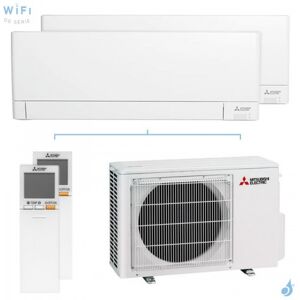 Mitsubishi Electric Bi Split Mitsubishi MSZ-AY 3.3kW taille 2.5 + 2.5 MSZ-AY25/25VGK + MXZ-2F33VF4 WiFi Climatiseur Mural Inverter