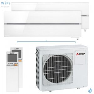 Mitsubishi Electric Bi Split Mitsubishi MSZ-LN 8.0kW taille 5 + 5 MSZ-LN50/50VG2V + MXZ-4F80VF4 Mural Design de Luxe Blanc Perle WiFi