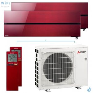 Mitsubishi Electric Bi Split Mitsubishi MSZ-LN 10.2kW taille 5 + 5 MSZ-LN50/50VG2R + MXZ-5F102VF2 Mural Design de Luxe Rouge Rubis WiFi