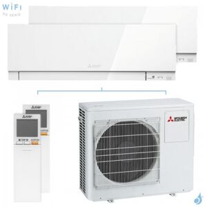 Mitsubishi Electric Bi Split Mitsubishi MSZ-EF 8.0kW taille 4.2 + 5 MSZ-EF42/50VGKW + MXZ-4F80VF4 Mural Design Blanc Brillant WiFi