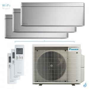 Climatiseur tri split DAIKIN Stylish 3MXM68A9 FTXA-BS 6.8kW tailles 15 + 15 + 42 Argent CTXA15BS + CTXA15BS + FTXA42BS