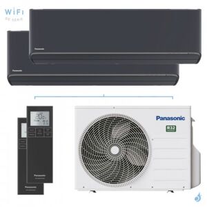 PANASONIC Climatiseur bi split PANASONIC Etherea Graphite CU-2Z50TBE 5.0kW tailles 20 + 42 WiFi de série CS-XZ20ZKEW-H + CS-XZ42ZKEW-H