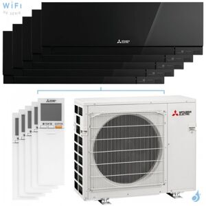 Mitsubishi Electric Penta split MSZ-EF Noir MXZ-5F102VF2 10kW tailles 25 + 25 + 25 + 25 + 35 MSZ-EF25VGKB (x4) + MSZ-EF35VGKB Mural Design WiFi