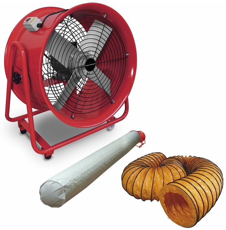 MW-TOOLS Ventilateur extracteur 500 mm - 1100W 380V avec tuyau et sac filtrant