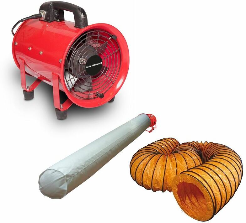 MW-TOOLS Ventilateur extracteur 200 mm - 250 W avec tuyau et sac filtrant