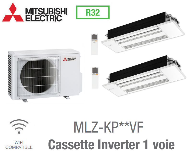 Notice d'utilisation, manuel d'utilisation et mode d'emploi Mitsubishi Bi-split Cassette Inverter 1 voie MXZ-2F53VF + 2 MLZ-KP25VF   