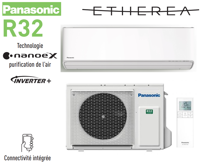 Notice d'utilisation, manuel d'utilisation et mode d'emploi Panasonic Etherea nanoe™ X Blanc pur mat KIT-Z35-XKE R32   