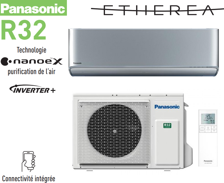 Notice d'utilisation, manuel d'utilisation et mode d'emploi Panasonic Etherea nanoe™ X Gris argenté KIT-XZ20-XKE R32   