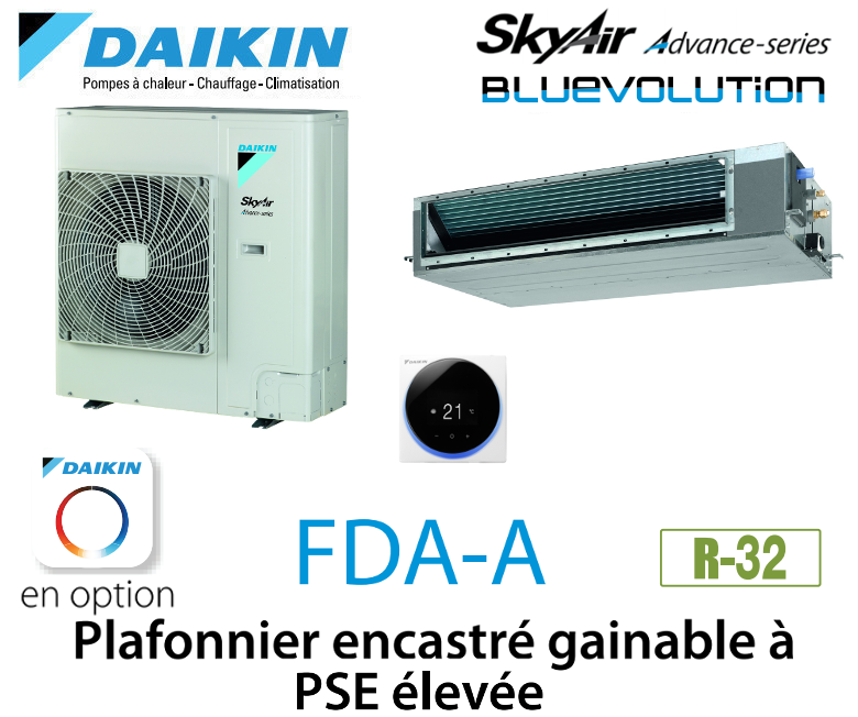 Notice d'utilisation, manuel d'utilisation et mode d'emploi Daikin Plafonnier encastré gainable à PSE élevée Advance FDA125A monophasé   
