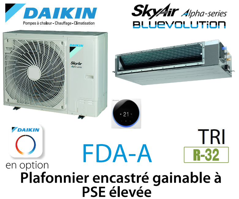Notice d'utilisation, manuel d'utilisation et mode d'emploi Daikin Plafonnier encastré gainable à PSE élevée Alpha FDA125A triphasé   